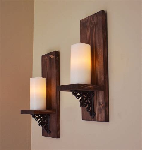 Rustic Wall Decor Wall Sconce Set Of 2 Modern Rustic Wood Candle
