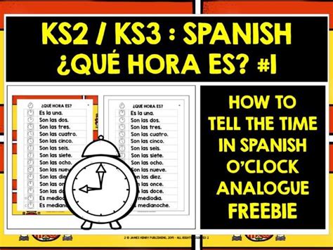 Spanish Telling The Time Oclock List Freebie Teaching Resources