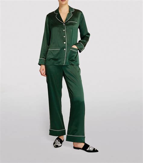 Olivia Von Halle Green Silk Coco Pyjama Set Harrods Uk