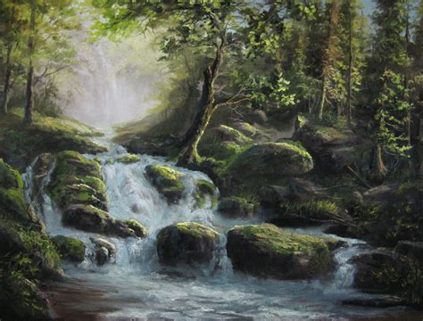 Raging Waterfalls Oil Painting By Kevin Hill Watch Short Oil Painting