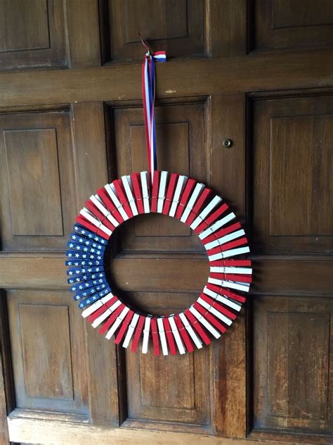 Patriotic Clothespin Wreath Clothes Pin Wreath Crafts 4th Of July