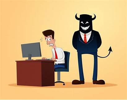 Supervisor Devil Overtime Desk Clipart Working Worker