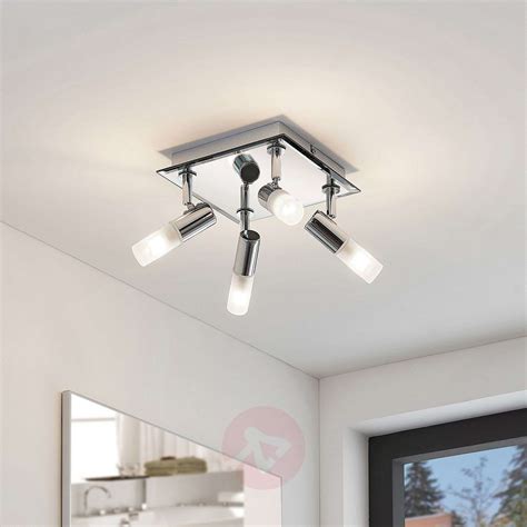 Ceiling lamps are attached right to the ceiling of your bathroom. Zela bathroom ceiling light, 4-bulb 32 x 32 cm | Lights.co.uk