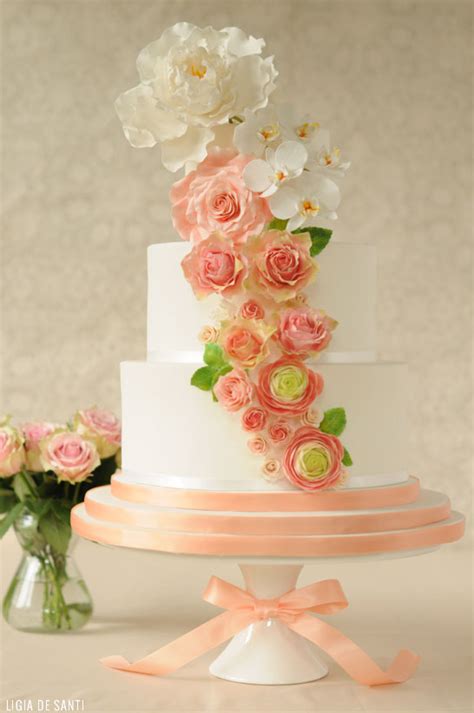 Pink Peach And Mint Wedding Cake