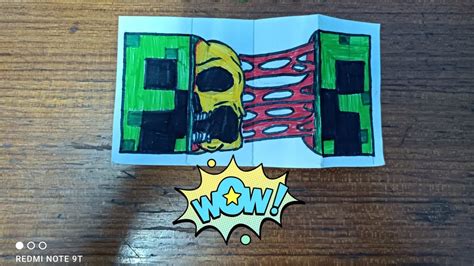 How To Draw A Minecraft Creeper Surprise Fold Art With Pranav Youtube