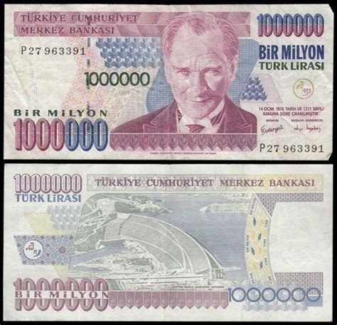 Turkey Million Lira Banknote P Used