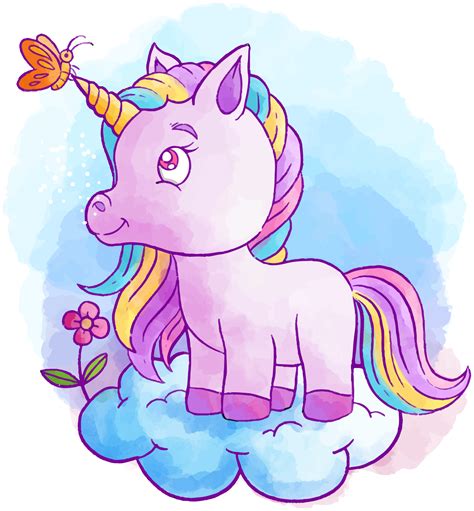 Unicorn With Butterfly And Rainbow Cinema Sticker Tenstickers