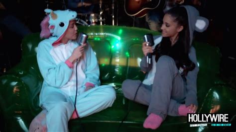 Miley Cyrus And Ariana Grande Duet Wearing Onesies Video Hollywire Youtube