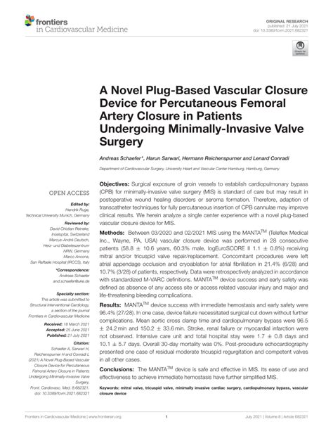 Pdf A Novel Plug Based Vascular Closure Device For Percutaneous