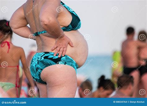 Overweight Woman Standing Outdoor Stock Photo Image Of Food Figure