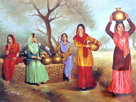 Punjabi Ladies Near A Village Well Culture Art Art Village