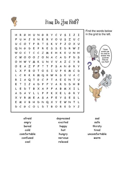 Printable Word Search Emotions