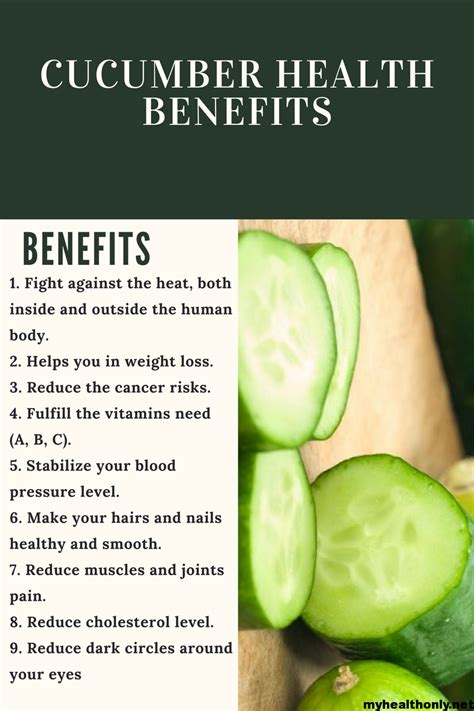 14 Tremendous Health Benefits Of Cucumber My Health Only