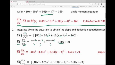 Slope And Deflection Double Integration Method Example 6 Youtube