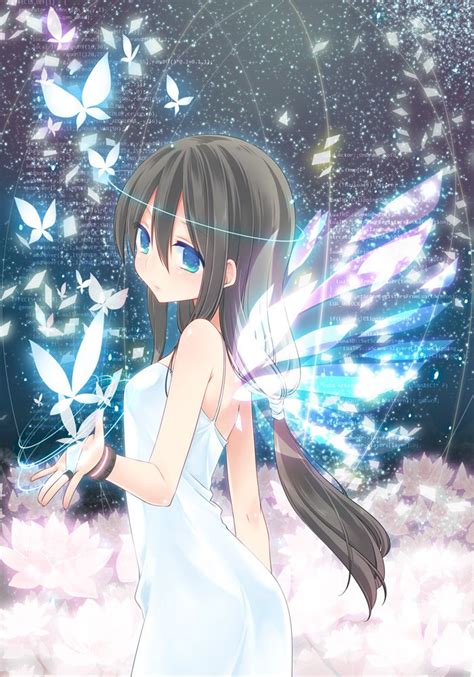 Anime Girl With Wings And Butterflies Pretty Anime Style