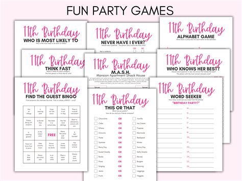 11th Birthday Party Games 11 Year Old Party Games Eleventh Birthday Girls 11th Birthday Pink
