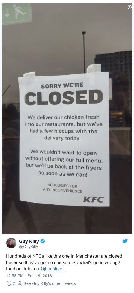 Chicken Chaos As Kfc Closes Outlets Bbc News
