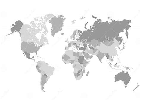 Grayscale World Map Illustration Stock Vector Illustration Of North