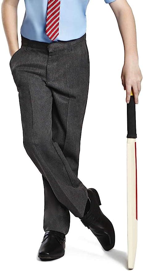 Ex Mands Boys Grey School Trousers Adjustable Waist Pull Up Pocket 2 16