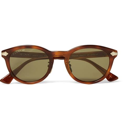 Gucci Round Frame Tortoiseshell Acetate And Titanium Sunglasses In