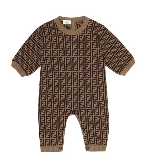 Cotton And Cashmere Onesie In Brown Fendi Kids Mytheresa