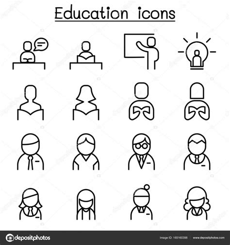 Education Learning Icon Set In Thin Line Style Stock Vector Image By Slalomop