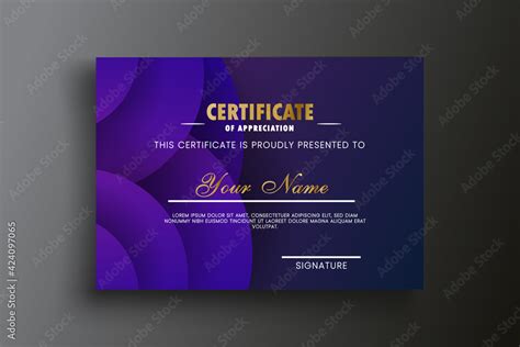 Vector Illustration Of Certificate Of Appreciation Template Purple And