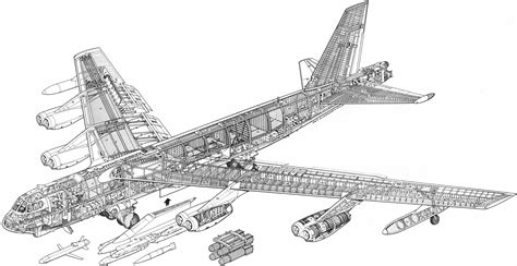 Boeing B 52 Stratofortress Cutaway Drawing In High Quality