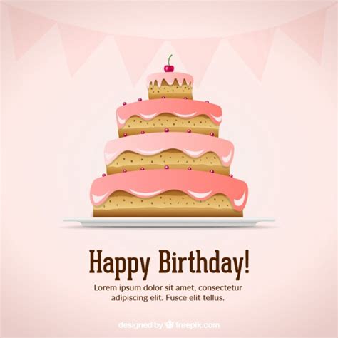 Please like us to get more ecards like this. Happy birthday card with a fabulous cake | Free Vector