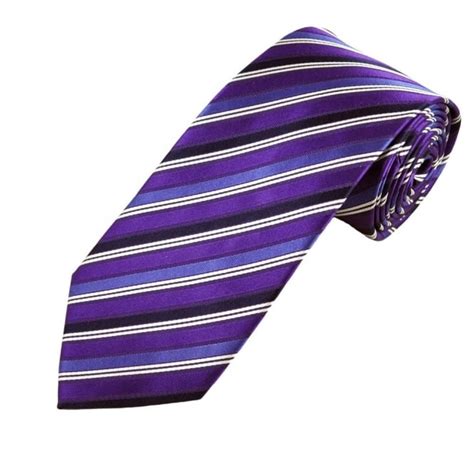 Navy Blue Purple Blue And White Striped Mens Silk Tie From Ties Planet Uk
