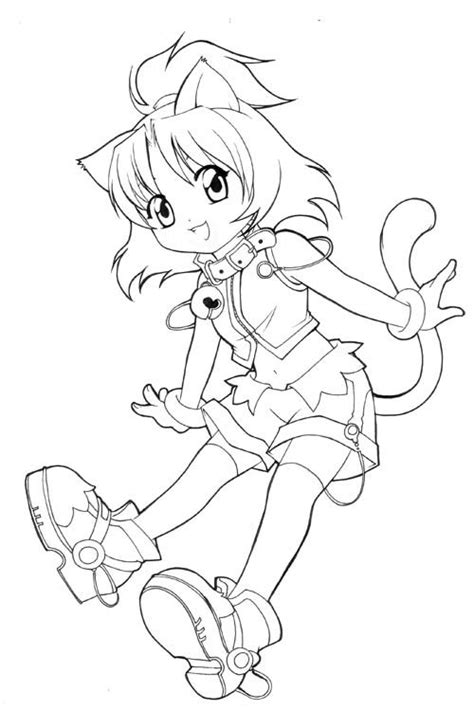 Anime Neko Girl Coloring Page Printable Coloring Page Coloring Home
