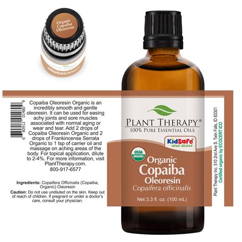 Plant Therapy Copaiba Oleoresin Organic Essential Oil 100 Pure