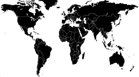 Black And White Of The World Map With Borders Pictures To Pin On