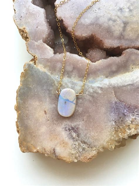 Opal Pendant Necklace Opal Jewelry October Birthstone Etsy