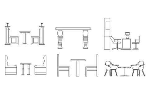 The Cad Drawing Showing The Restaurant Dining Table Block With Chairs