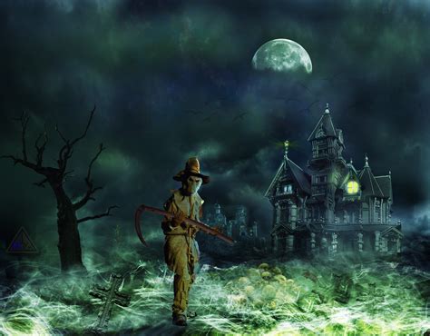 Grim Reaper On Cemetery At Night Horror Illustration Free Image Download