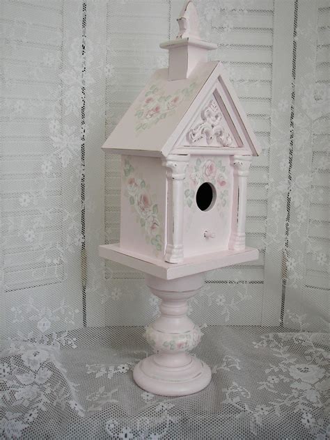 Pink Rose Birdhouse On Pedestal Decorative Bird Houses Bird Houses