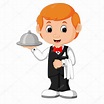 Restaurant waiter cartoon | Waiter Restaurant Serving cartoon — Stock ...