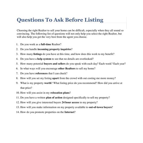 Questions To Ask Before Listingpdf Docdroid