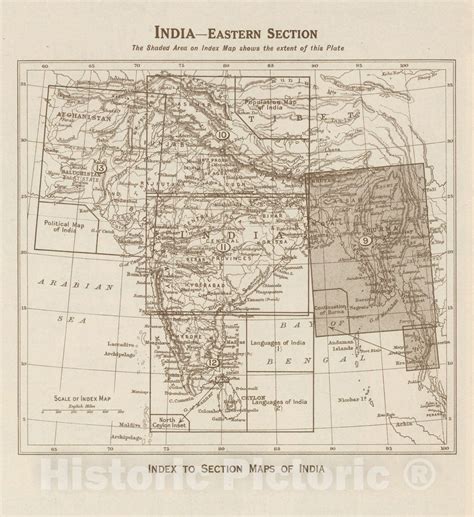 Historic Wall Map Index Map India Eastern Section Index To Secti