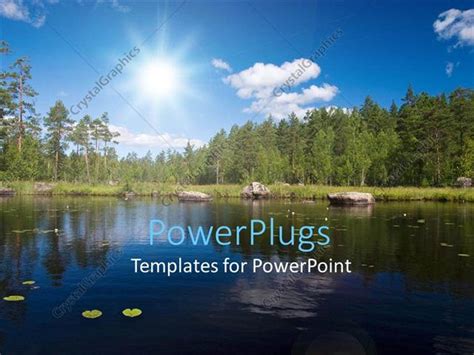 Powerpoint Template A Beautiful Scenery With Lake Trees And Sunshine