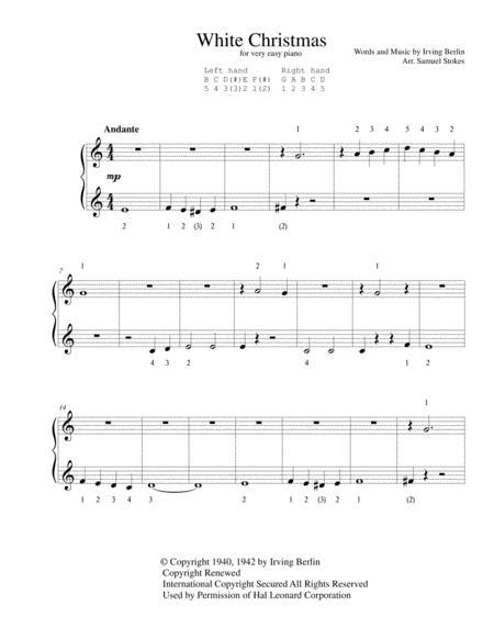 For piano with melody, vocal and guitar chords. White Christmas - For Very Easy Piano By Irving Berlin ...