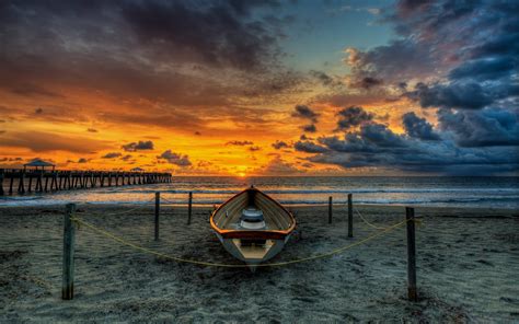 Wallpaper Sunlight Boat Sunset Sea Shore Reflection Sky