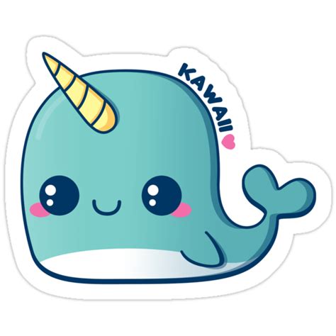 Kawaii Blue Narwhal Stickers By Pai Thagoras Redbubble
