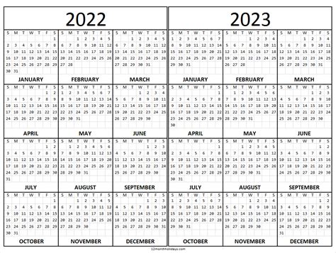 2022 2023 Blank Calendar 2023