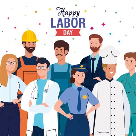 Premium Vector Labor Day Greeting Card With People Group Different