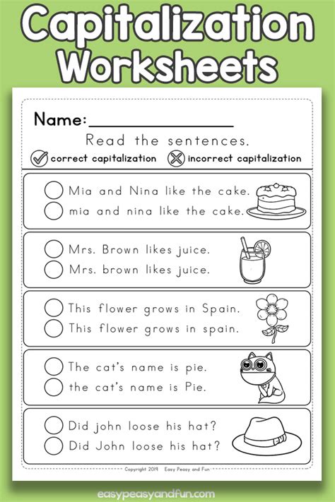 Find The Correct Sentence Capitalization Worksheets Easy Peasy And