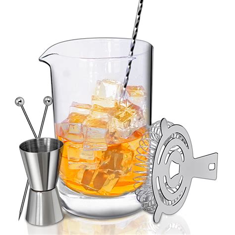 Crystal Cocktail Mixing Glass Bar Set By Craft Connections 710ml Bar Pitcher Stainless Spiral