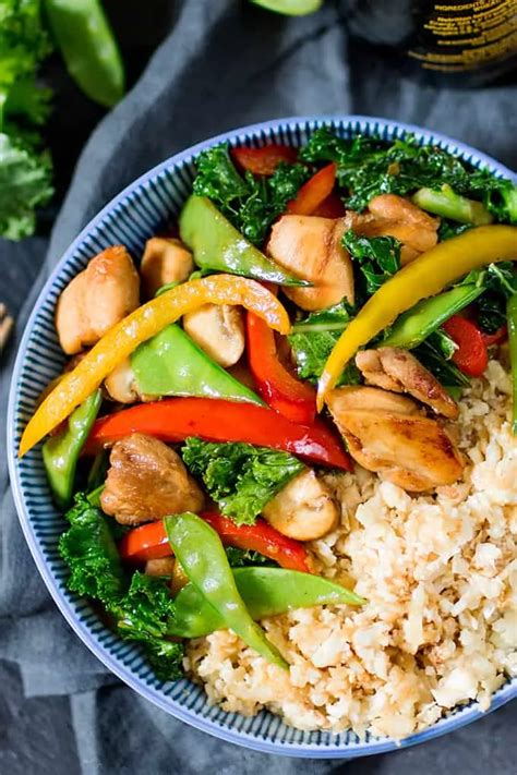 Honey And Garlic Chicken Stir Fry With Cauliflower Egg Fried Rice