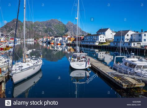 Henningsvaer Fishing Village Lofoten Islands Arctic Norway Stock Photo